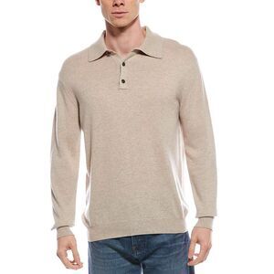 Forte Mens  Cashmere Polo Cashmere Sweater, Brown
